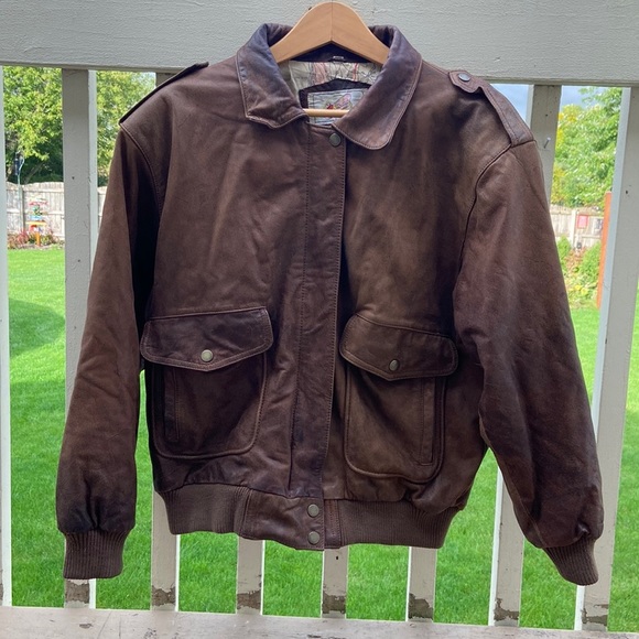 Adler Other - Vintage Distressed Brown Leather Bomber Style Mens Med Adler Exploration Jacket